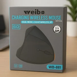 MOUSE VERTICAL INALÁMBRICO RECARGABLE WEIBO WB-881 NEGRO