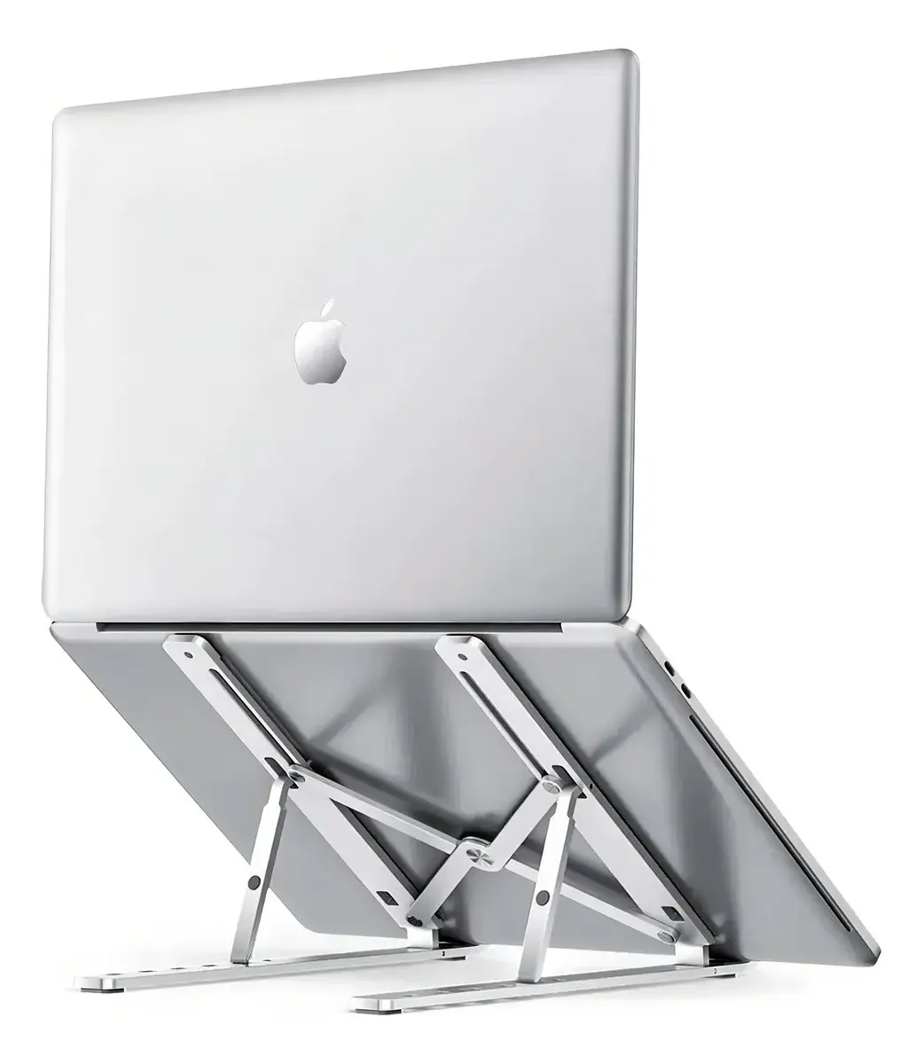 SOPORTE NOTEBOOK PLEGABLE ALUMINIO PORTÁTIL BASE TABLET MAC COLOR GRIS - Imagen 2