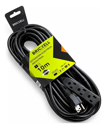 EXTENSIÓN ELÉCTRICA INDUSTRIAL DE 10 METROS, COLOR NEGRO